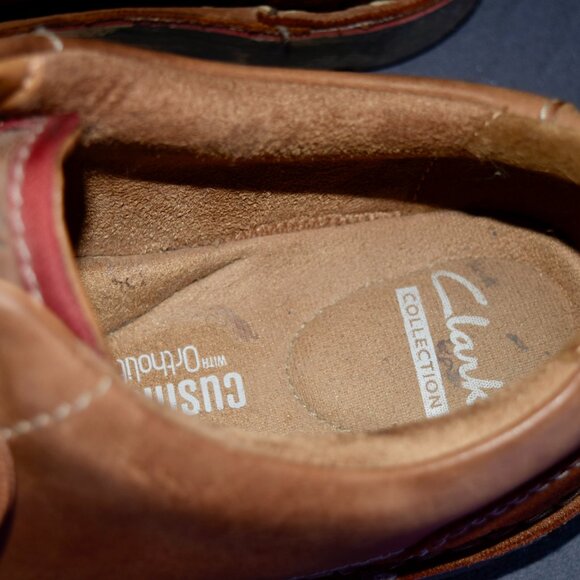 Clarks Men's 9.5 Brown Leather Edgewick Plain Derby Casual Shoes - Picture 4 of 7